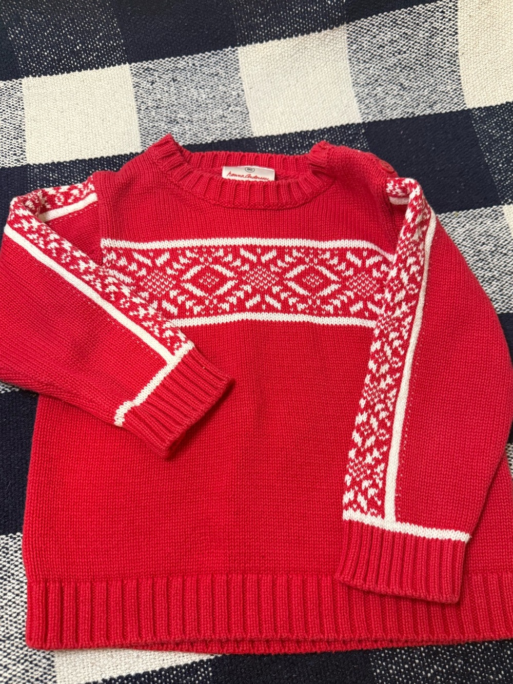 Hanna Andersson Christmas Sweater Fair Isle  Toddler Boys 12-18 Months